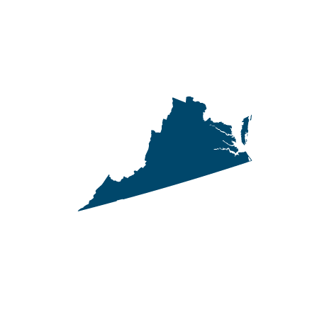Dark blue silhouette of Virginia