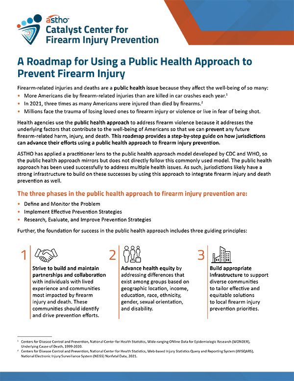Page 1 of A Roadmap for Using a Public Health Approach to Prevent Firearm Injury