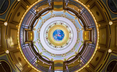 Inner dome from the rotunda of the Iowa State Capitol building in Des Moines