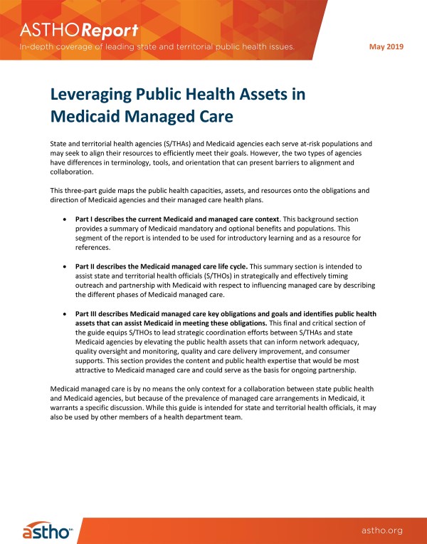 ASTHOReport: Leveraging Public Health Assets in Medicaid Managed Care
