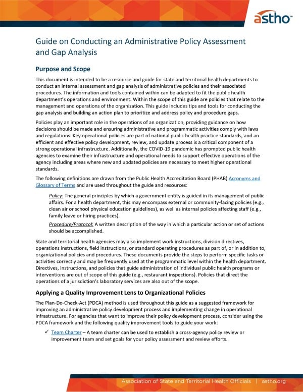 Guide on Conducting an Administrative Policy Assessment and Gap Analysis