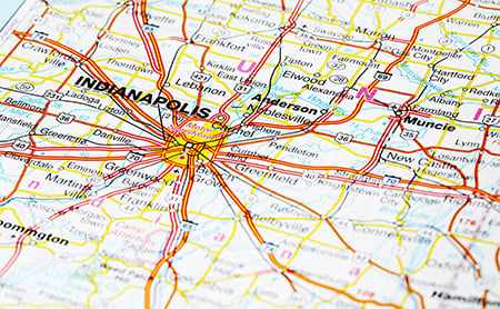 Roadmap focused on Indianapolis, Indiana