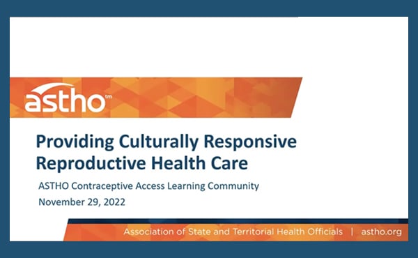 Cover slide from Providing Culturally Responsive Reproductive Healthcare webinar
